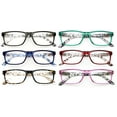 thumbnail image 2 of 6 Pairs Lightweight Spring Hinge Tile Design Rectangular Reading Glasses - Clear Lens Reader Men Women 7014 +1.50, 2 of 3