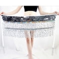thumbnail image 5 of AGWOLF Sequin Skirt for Women Glitter Mermaid Mini Skirts Sparkly Belly Dance Hip Scarf Music Party Rave Wrap Skirt, 5 of 6
