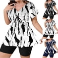 thumbnail image 1 of QIUOMBBP Plus Size Tankini Set for Women Two Piece V Neck Front Tie Ruffle Top with Swim Shorts Flowy Beach Vacation Bathing Suit Navy XXXXL, 1 of 10