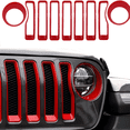 thumbnail image 1 of （roung）Tuning Accessories for 18-22JL Wrangler JT Gladiator Headlight Rings Center Mesh Rim Trim Kit, 1 of 5