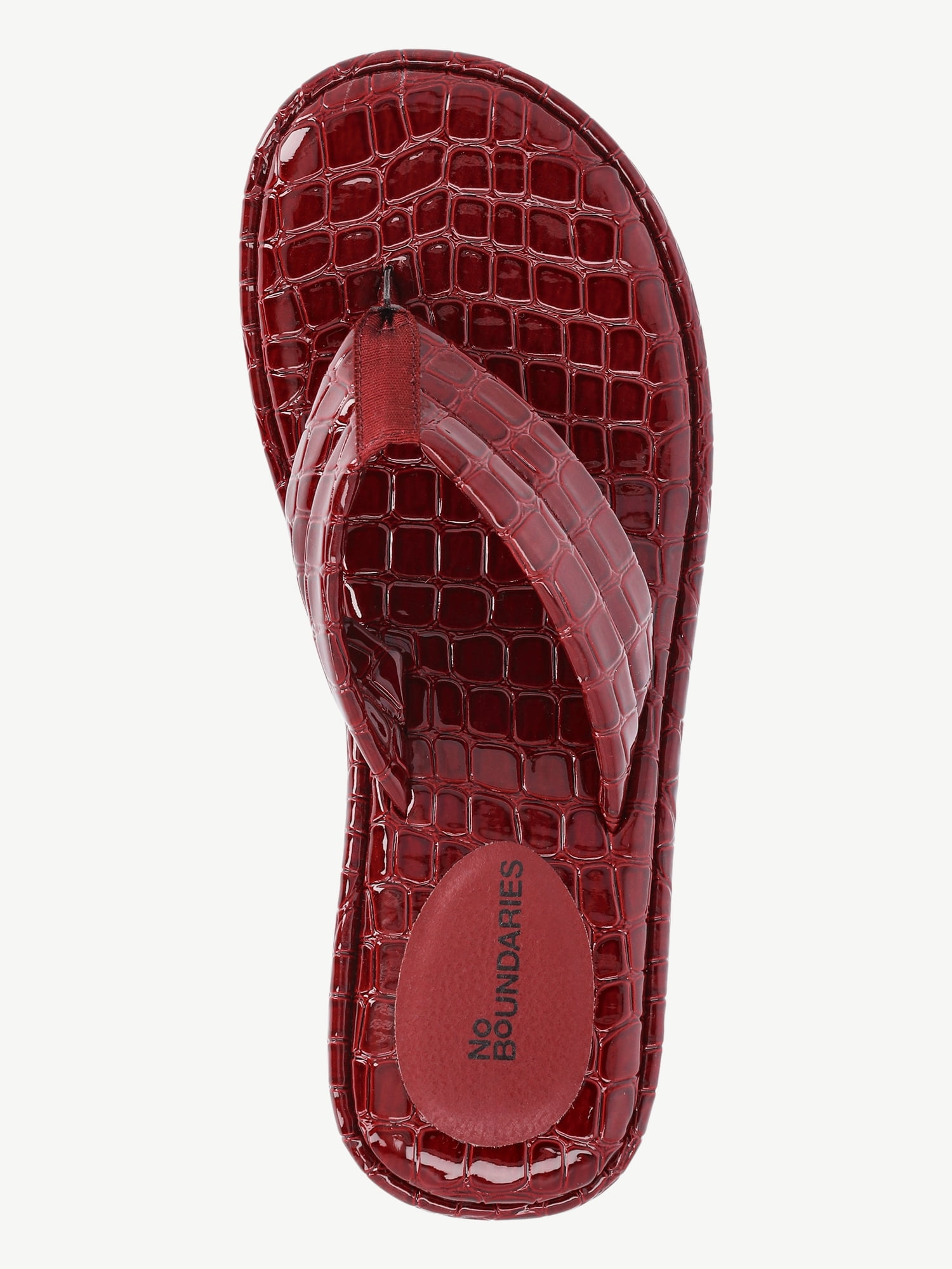No Boundaries Embossed Faux Leather Platform Thong Sandals, Women's