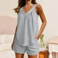 thumbnail image 2 of GILIGEGE Linen Sets for Women 2 Piece Summer Linen Shorts Sets Women 2 Piece Outfits V Neck Top High Waisted Shorts Matching Sets Beach Outfits Lounge Beach Vacation Two Piece Outfits Tracksuits, 2 of 8