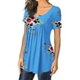 thumbnail image 3 of Skksst Women's Short Sleeve Print Round Neck Causal Top, 3 of 5