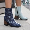 thumbnail image 2 of NECHOLOGY Zapatos Botines de mujer Botas De Mujer De Tela con Punta Cuadrada Y Tacón Y Grueso con Bloques De Color Y Patrón Múltiple Botas De Media De Tamaño Botas Al Tobillo (Blue 7.5), 2 of 7