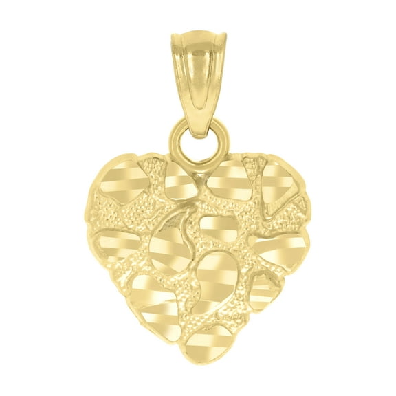 10kt Real Yellow Gold Womens Nugget Heart Charm Pendant