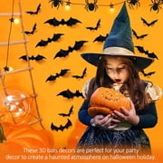Ayieyill 126pcs Halloween Bat Stickers for Halloween Wall Decor and Window Clings, 3D Spider and Bat Decals for Indoor Halloween Decor