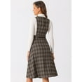 thumbnail image 3 of DARING DIVA Women's Plaid Vintage A Line Pinafore Dress XS Brown, 3 of 6