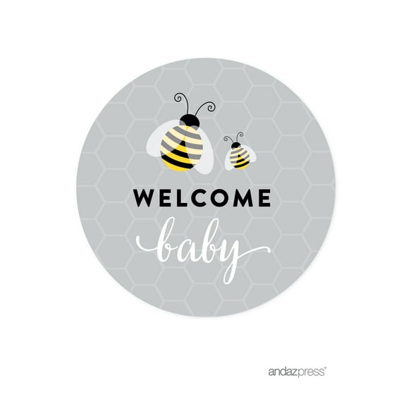 Mama to Bee Bumblebee Gender Neutral Baby Shower Paper Straw with Toppers DIY Party Favors Kit, 20-Pack