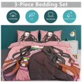 thumbnail image 5 of Kamado Nezuko 3 Pieces Bedding Set 3D Printed Lightweight Bed Quilt Set Comforter Cover Set for Girls Kids Teens, 1 Quilt Cover 2 Pillowcases 90"x90", 5 of 8