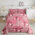 thumbnail image 2 of Castle Fairy Cartoon Bow Letter Monogrammed P Bedding Comforter Set 2pcs for Teenagers Boys Girls,Kawaii Ribbon Bowknot Twin Comforter Sets Microfiber,Cute Bowtie Initial Breathable Bedding Set, 2 of 8