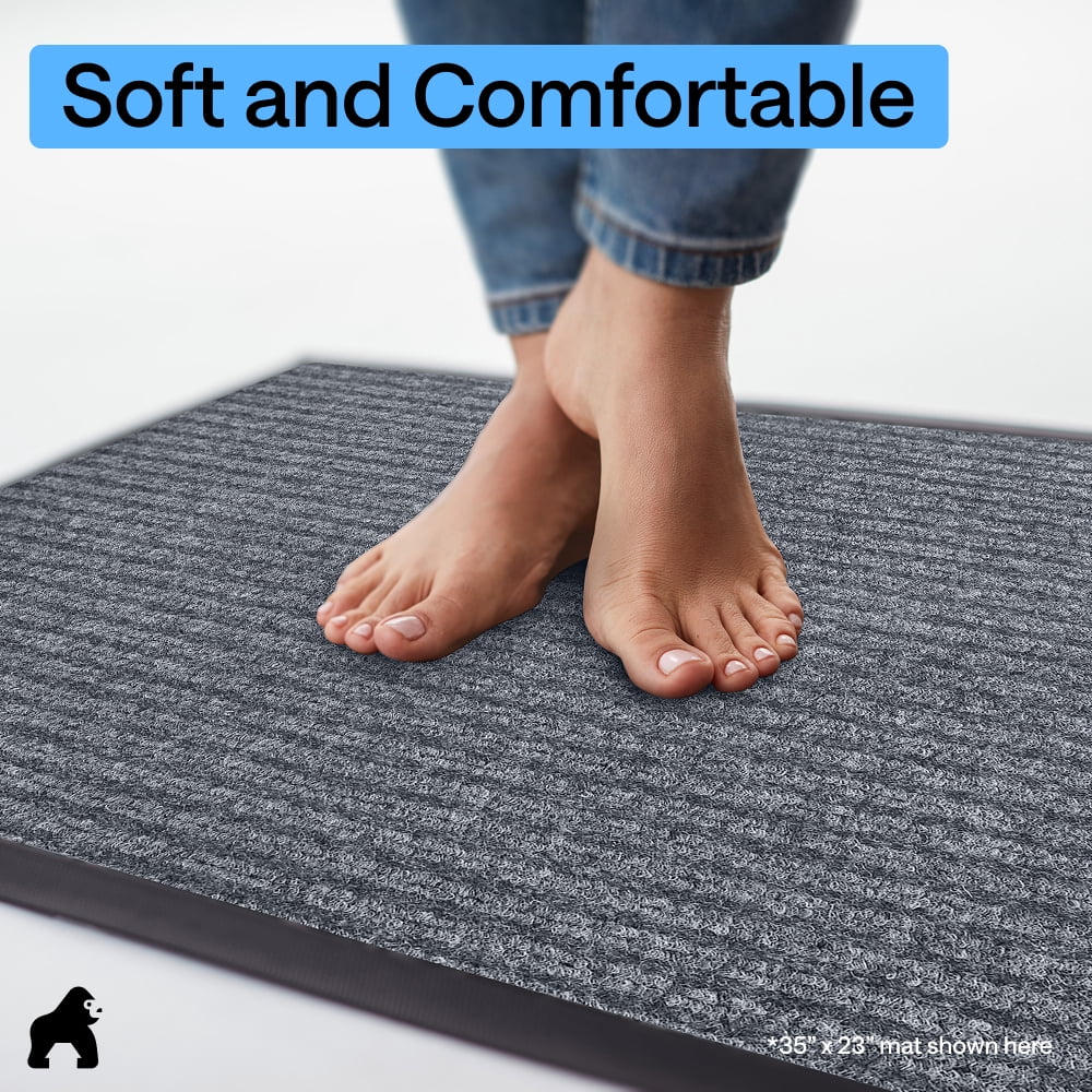 GORILLA GRIP Door Mat, Waterproof, Traffic Guard Commercial Office Doormat, 47x35, Gray