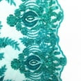 thumbnail image 3 of Floral Bridal Lace Sequins Beaded Scallop Fabric for Dresses 52’’ BTY (Spring Green), 3 of 5