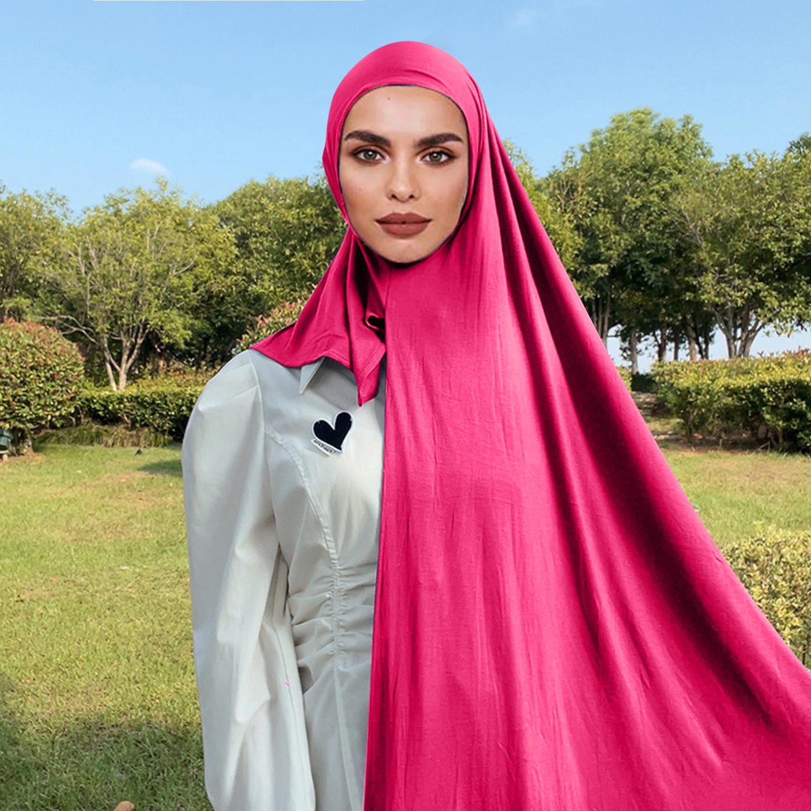 Audhol Hijab Cap Muslim Head Scarf Solid Color Long Scarf  Women\'s Bright Redish Cover Hijab Cotton Voile Wrap for Spring Fall Scarf Shawl main image 0