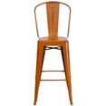 thumbnail image 5 of Emma + Oliver 4 Pack 30" High Distressed Orange Metal Indoor-Outdoor Barstool with Back, 5 of 12
