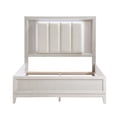 thumbnail image 3 of Antique White Queen Bed Frame w/ LED Headboard - Modern Bedroom Furniture, Ivory Upholstery, Reeded Fronts, 63.5"x86"x60", Wood Frame, Box Spring Required, Vietnam., 3 of 12