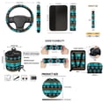 thumbnail image 7 of Yuyamidu Aztec Western Geometric Car Seat Cover Set of 15 Blue Steering Wheel Cover Seat Belt Pad Cover Trash Bin Rear View Mirror Cover Cup Holders Keychain Air Vent Storage Holder Car Decor, 7 of 7