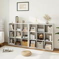 thumbnail image 2 of White 9 Cube Storage Organizer with Thickness Wooden Board, Wooden Nice Cube Storage Organizer, 9 White Cubbies Shelf for Bedroom, Living Room, Playroom, 14.6" × 43.8" × 43.8", 2 of 14