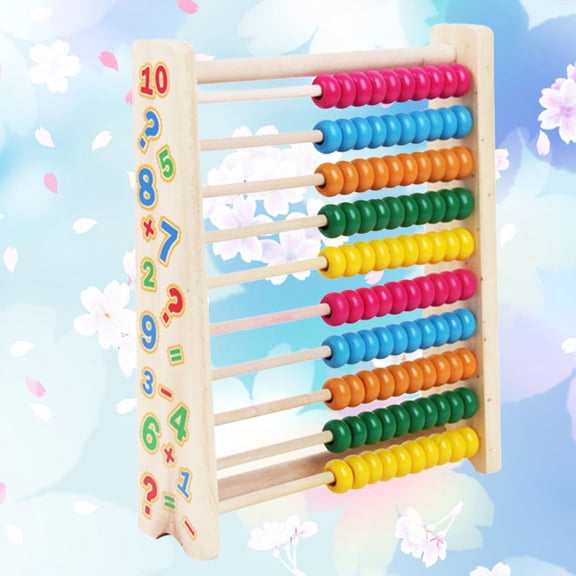 GOOHOCHY 10stalls Wooden Math Toys Chinese Abacus Colorful Counting Beads Calculation Frame Children Early Education Computing Frame