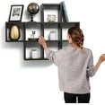thumbnail image 3 of Floating Wall Shelves with 7 Square Cube Wall Shelves, 31" X 23"  Brown Espresso Finish for Living Room or Bed room Home-it, 3 of 7