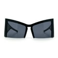 thumbnail image 3 of Womens Oversized Triangular 80s Vibe Thick Temple XL Cat Eye Sunglasses All Black, 3 of 8