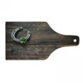 thumbnail image 1 of Clover Cutting Board, Rusty Horseshoe Shamrock on Weathered Wooden Backdrop, Decorative Tempered Glass Cutting and Serving Board, in 3 Sizes, by Ambesonne, 1 of 2