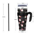 thumbnail image 4 of 40oz Tumbler,Black Christmas Santa Pattern Insulated Tumblers with Removable Handle,Stainless Steel Double Vacuum Coffee Tumbler Cup with Straw for Home,Office,Travel,Party, 4 of 5