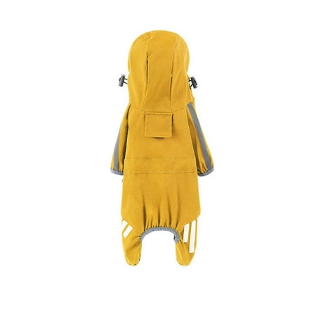 ORMARKET_Pet Dog Raincoat Waterproof Dog Rain Jacket with Hood Rain Coat with Leash Hole Reflective Strap for Small Medium Dogs Outdoor Adventures/Walking Lightweight Puppy(Yellow S)