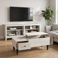 thumbnail image 2 of Home Design Kittery TV Stand with Storage Shelves and Caribou Lift-Top Coffee Table Set, Rustic Entertainment Center with Hidden Storage for Living Room, Light Gray, 2 of 17
