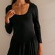 thumbnail image 3 of Vestido de manga larga para mujer color sólido cuello cuadrado ajuste holgado traje de vacaciones informal, 3 of 6
