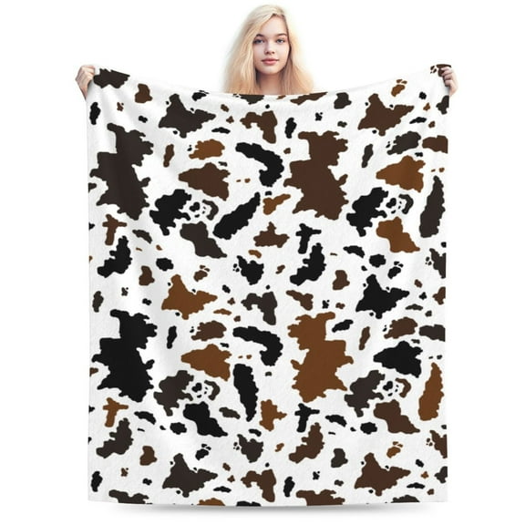 Cow Print Throw Blankets, Gifts for Adult Blanket, Lightweight Cozy Warm Flannel Blankets Throw for Home Decor Bed Couch 40"x30"