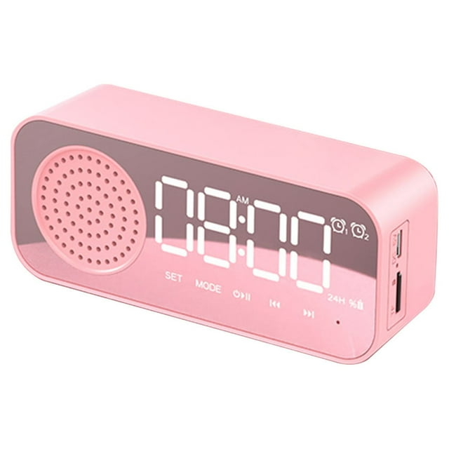 Cameland Alarm Clock For Bedroom/Office,Digital Clock with Bluetooth Speaker,Small Alarm Clock For Heavy Sleepers Adults,Mirror Led Display