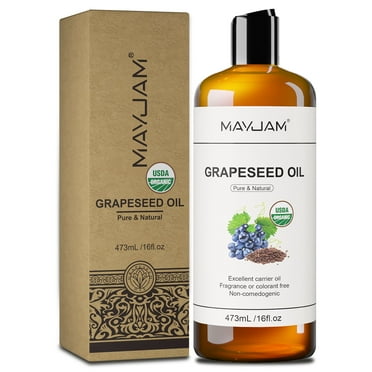 MAYJAM 16 Oz Grapeseed Oil for Skin, Hair Cuticles and Face, Cold Pressed, Premium Grade Moisturizer Facial Oil for Massage Hydrating