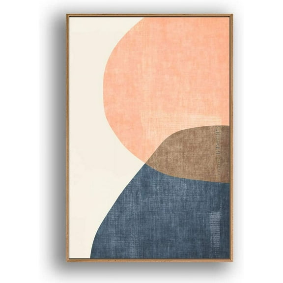 IDEA4WALL Framed Canvas Print Wall Art Faded Texture Green Banana Leaf Geometric Shapes Illustrations Modern Art Chic Colorful for Living Room, Bedroom, Office - 16"x24" Natural