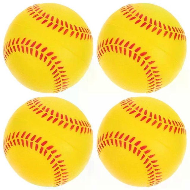 4 Pcs Yellow Training Baseballs PU Sponge Soft Softballs For Indoor Practice Baseballs Lightweight Sports Training Balls