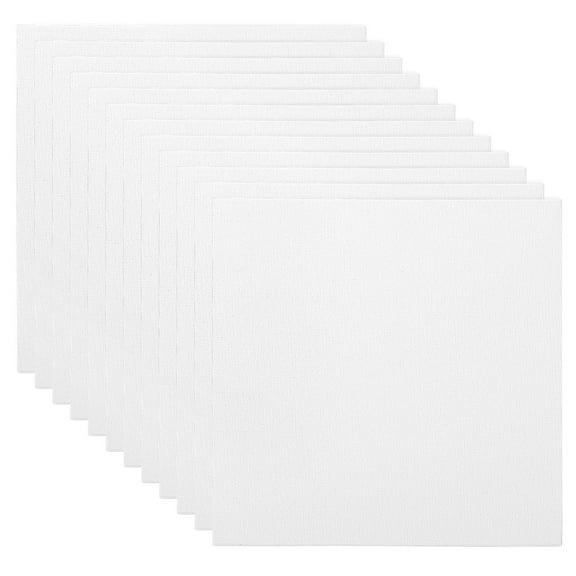 10x10" Canvas Boards for Painting, 12 Pack 100% Cotton Square Triple Primed Stretched Blank Art Canvas Panel Bulk Thin for Acrylic, Oil, Tempera Paints, White