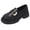 Black, variant on XIMIN Women's Classic Leather Chunky Low Heel Round Toe Slip-On Loafers with Metal Chain Fashion Metal Buckle Anti-Slip Dressy Shoes for Office Party Walking Formal