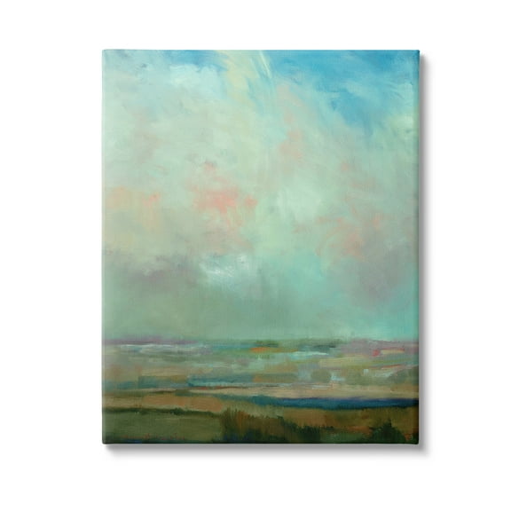 Stupell Industries Blue Abstract Scenery Landscape Painting Gallery Wrapped Canvas Art Print Wall Art, 16 x 20