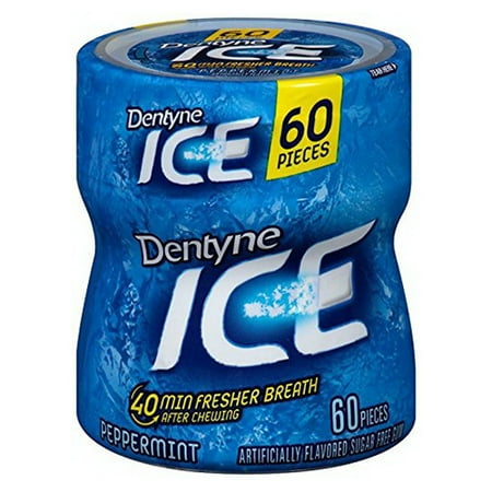 Dentyne Ice Gum Sugar Free Peppermint Bottles - 60 Pieces, 4 Ea