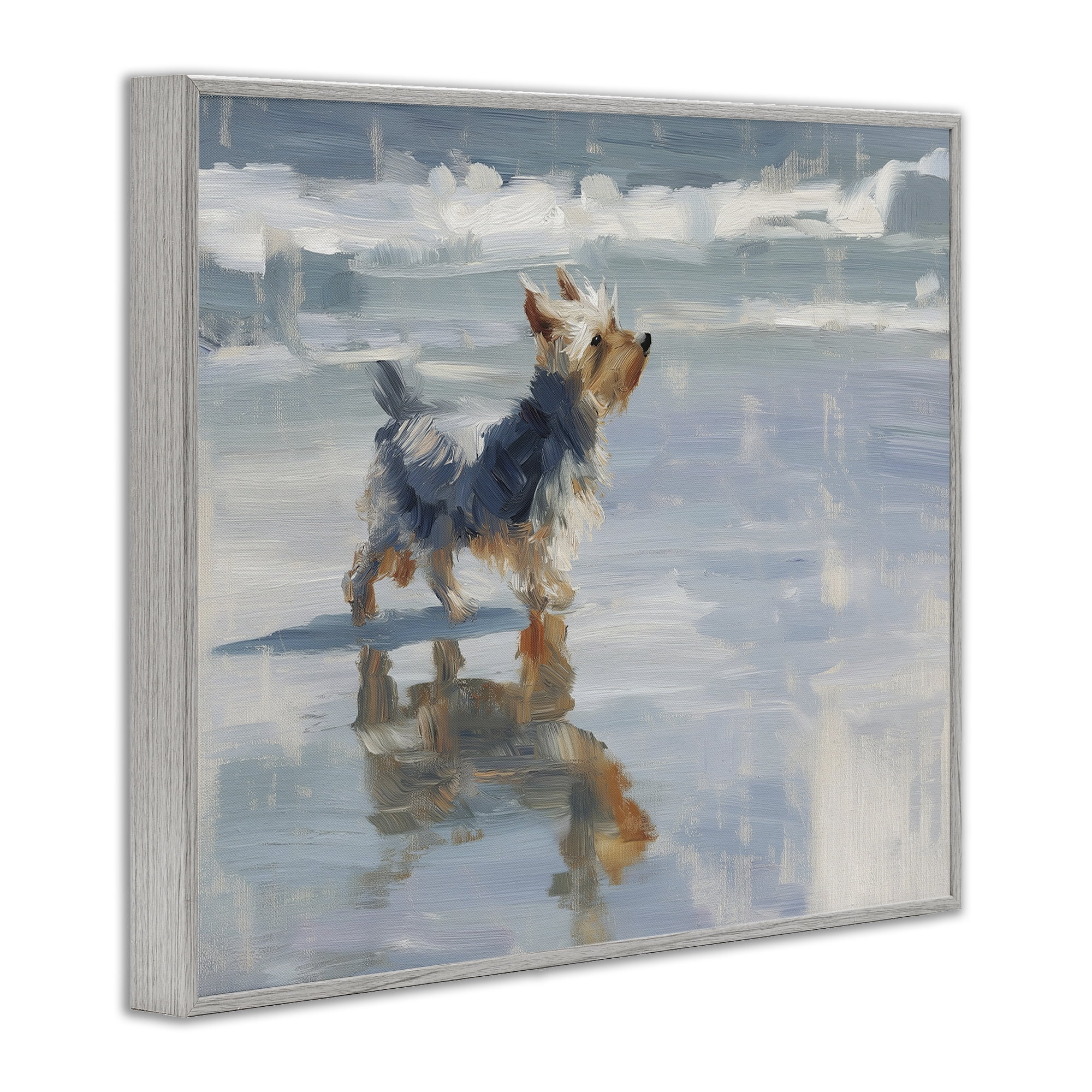 Stupell Industries Yorkie's Quiet Moment Gray Framed Giclee Art, design by Svetlana Aleynikova