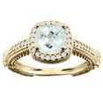 thumbnail image 1 of 10K Yellow Gold Natural Aquamarine Ring Cushion 7x7mm Diamond Accent, size 5.5, 1 of 4