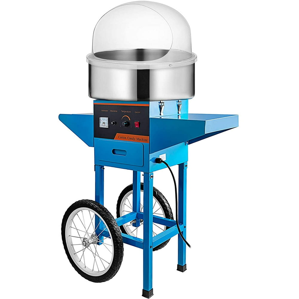 VEVOR Commercial Cotton Candy Machine with Bubble Cover Shield and Cart Electric Candy Floss