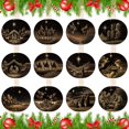 thumbnail image 1 of 60 piezas de adornos de madera para árbol de Navidad con forma de belén de Soaoo, 1 of 6