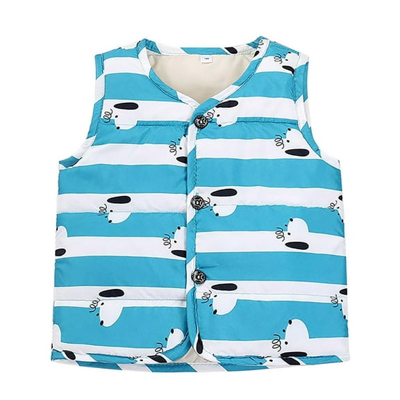 Odeerbi Toddler Boys Girls Puffer Vest Fall Winter Thermal Gilet Down Vest Baby Children's Round Neck Warm Sleeveless Jacket Coat Toddler Clothes Sky Blue