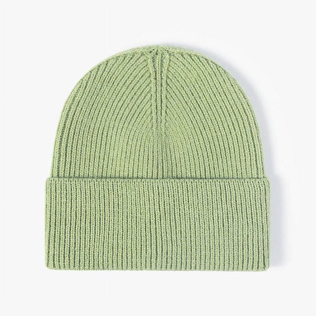 Gorros de punto de cachemira para mujer, gorro de punto de Color sólido para adultos, gorro grueso cálido para exteriores, otoño