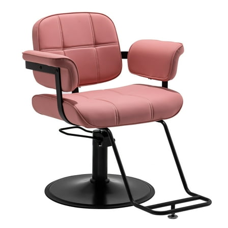 Towning Heavy Duty Hydraulic Pump 360° Swivel Barber Salon Chair Hair Styling (Pink)