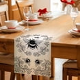 thumbnail image 5 of Table Runner - 72 Inch Long, Vintage Bees Crowns Kitchen Dining Table Runner Dresser Scarves, Rustic Leaves Rings Brown Gradient Farmhouse Decor for Coffee Tables Wedding Party Banquet, 5 of 8
