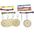 thumbnail image 1 of Kit De Llavero De Punto De Cruz De 5 Piezas, Rebanadas De Llavero De Madera Redondas Diy Bordado Sin Terminar Colgante Artesanal Eigraketly HA023787-00, 1 of 7