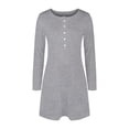 thumbnail image 3 of The Fashion Women's Winter Plus Size Casual Loose Round Neck Button Solid Dress, 3 of 5