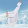 thumbnail image 2 of PMVFHDE Women's Gloves Classic Long Style with Fringe, Fingerless Design for Themed Party Wedding Stage White,One Size, 2 of 5