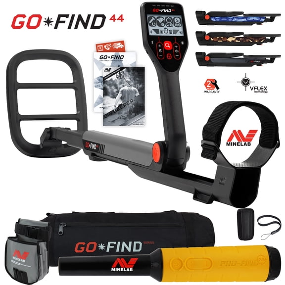 Minelab GO FIND 44 Metal Detector with PRO FIND 35, Black Carry Bag, Finds Pouch
